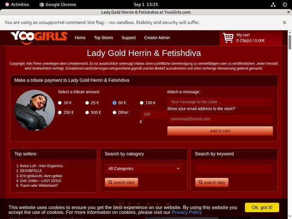 Free LadyGoldFetishdiva Premium Login